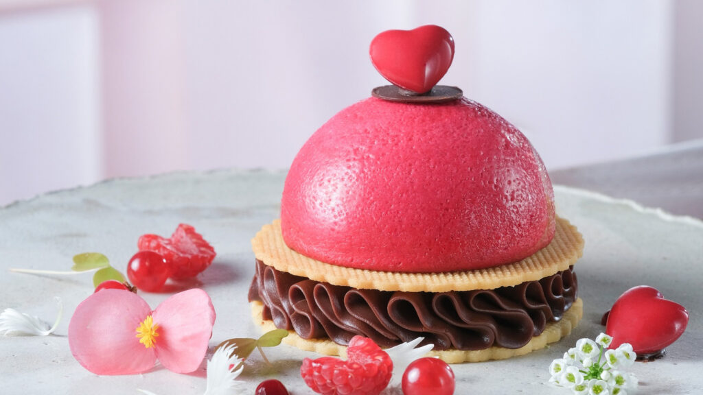 A delicious dessert with a heart on top.