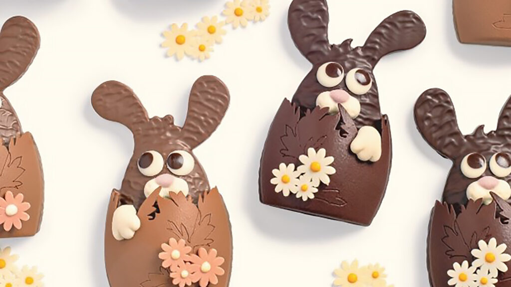 Easter bunny chocolates in milk and dark chocolate.