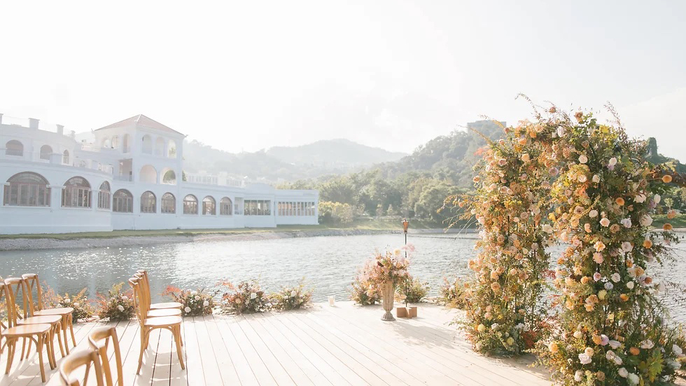 Stunning wedding decor on a lake